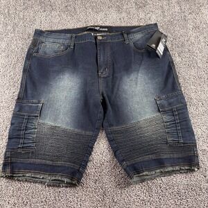 XRAY Jean Shorts Mens 40 Blue Dark Wash Cargo Pocket Jorts *New w/Tags*